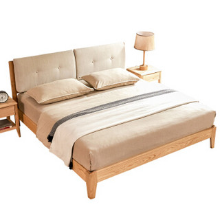 喜临门 床 北欧全实木床可拆洗布艺双人床1.5米卧室大床 1500*2000mm