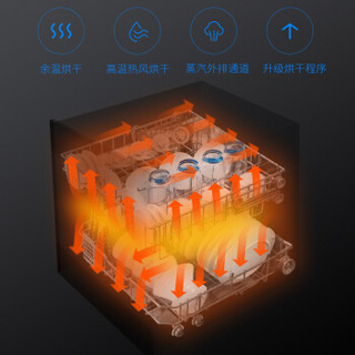 奥克斯（AUX）8套 热风烘干 双层碗蓝全智能自动感应 除菌消毒烘存 一体嵌入式家用洗碗机 WQP8-MB01B