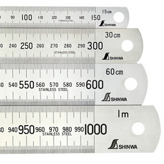 SHINWA 21676 日本企鹅牌不锈钢直尺高精度加厚钢板尺木工尺子抛光刻度尺测量尺1000MM