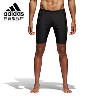 阿迪达斯 adidas 男士及膝游泳裤平滑柔科技面料有效抗氯经典黑色泳裤 BP5399 XL