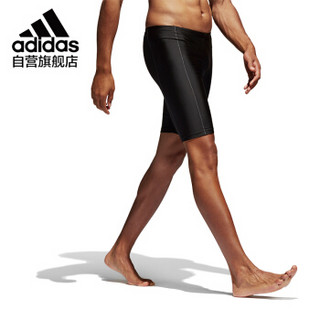 阿迪达斯 adidas 男士及膝游泳裤平滑柔科技面料有效抗氯经典黑色泳裤 BP5399 XL