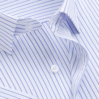 鳄鱼恤（CROCODILE）衬衫 男士竖条商务休闲职业正装大码短袖衬衫 D82 蓝D08-6 3XL/42