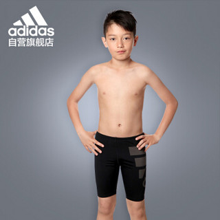 阿迪达斯adidas 泳裤 儿童 青少年及膝五分游泳裤泳衣男童抗氯柔软舒适 BQ0928 黑色 60