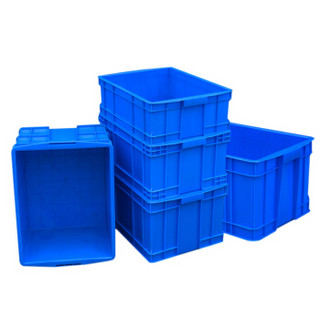 伏兴 加强型塑料周转箱 加厚收纳箱可堆物流箱便携式搬运箱整理箱 蓝色 (外尺寸)390*280*120mm