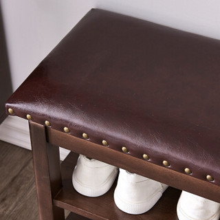 家逸 换鞋凳实木 收纳储物凳欧式鞋柜式鞋凳简约现代 穿鞋凳储物