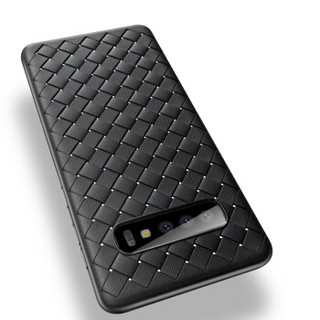 瓦力（VALEA）三星S10手机壳保护套 编织纹理微磨砂防摔软壳三星S10保护壳（黑色）