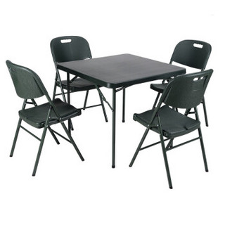 德艾特 吹塑桌椅多功能野战折叠餐桌椅便携式手提桌椅绿色拉练户外野营 可折叠吹塑椅