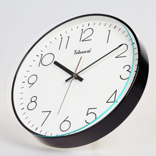 天王星（Telesonic）挂钟 客厅创意钟表现代简约静音钟时尚个性3D立体时钟卧室石英钟圆形挂表Q8722-2黑色