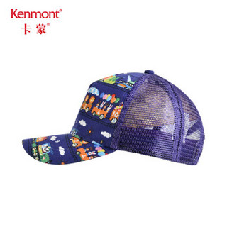 卡蒙（Kenmont）km-4686 3-6岁小孩遮阳棒球帽透气网男童鸭舌帽卡通图案全棉儿童凉帽 墨蓝色 可调节(52cm)
