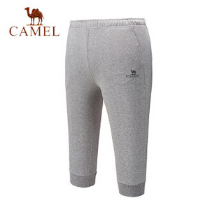 CAMEL 骆驼   运动裤男女士运动显瘦七分裤直筒修身外穿短裤  C9S151643 女款中花灰 S