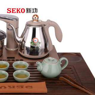 新功（SEKO）智能茶具鸡翅木全自动茶盘四合一茶具套装实木功夫茶具 F168 配智能电水壶 F91