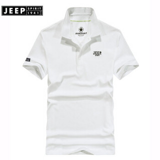 吉普JEEP短袖T恤男POLO衫男士2019夏装新品半袖翻领纯色棉男装FSMS1037白色 3XL