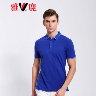 雅鹿 POLO衫男 2019春夏季新品商务休闲翻领修身POLO衫男装纯色青年男装LZ-6016 桔红 M