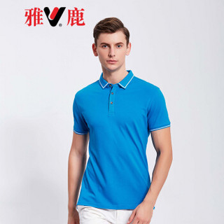 雅鹿 POLO衫男 2019春夏季新品商务休闲翻领修身POLO衫男装纯色青年男装LZ-6016 大红 L