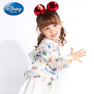 迪士尼 Disney 自营童装女童针织外套皮肤衣防晒防蚊服2019春夏新款 DA926556E01 小白格趣味米妮印花 80