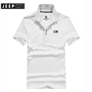 吉普JEEP短袖T恤男POLO衫男士2019夏装新品半袖翻领纯色棉男装FSMS1036白色 3XL