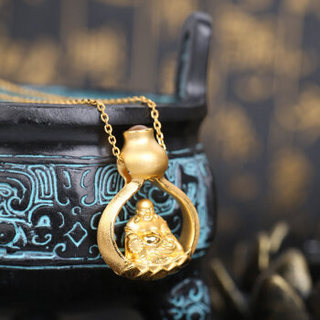 商品老庙黄金硬足金999吊坠禅悦系列福至心灵1050000626 禅悦系列福至