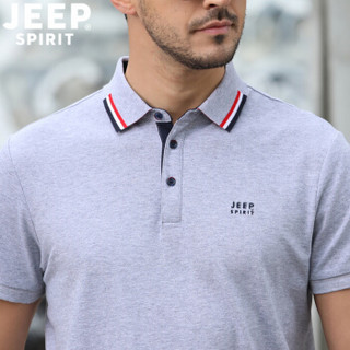 吉普 JEEP 短袖POLO衫男 2019夏季新品纯色棉翻领大码休闲商务T恤PY3963 灰色 2XL