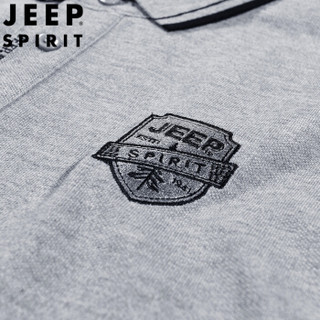 吉普 JEEP 短袖T恤男2019新品纯色夏季青年时尚翻领体恤衫男装上衣新款 UT1085 灰色 3XL