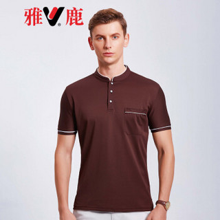 雅鹿 POLO衫男 2019春夏新品男士立领修身经典POLO衫 休闲短袖男LZ-0012 大红 2XL