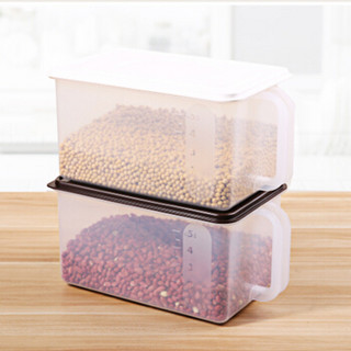 日本进口 inomata厨房食物收纳盒 保鲜密封盒带把手 杂物杂粮收纳盒米桶米箱 白色盖子同色3件装