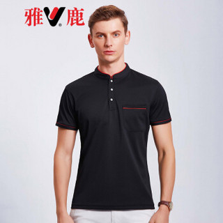 雅鹿 POLO衫男 2019春夏新品男士立领修身经典POLO衫 休闲短袖男LZ-0012 大红 L