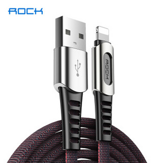 洛克（ROCK）苹果数据线 锌合金手机充电器线 支持iPhoneXS/max/XR/X/8Plus/7/6s/5s/iPad 1米 黑色