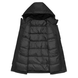 xuebao/雪豹2019冬季保暖新品羽绒服男士连帽修身长款休闲大气外套02253 黑色 52