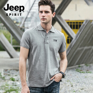 吉普 JEEP 男士POLO衫  2019春夏季新品男士短袖T恤翻领POLO衫潮流韩版修身男装  FSM-1036 灰色 2XL