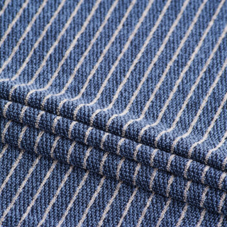 大朴（DAPU）毯子 A类纯棉色织条纹毛巾被 舒适毛毯盖毯 薄被 空调毯 海军蓝 150*200cm
