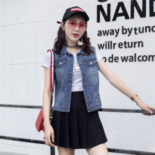 曼如芬 牛仔马甲女短款时尚背心坎肩外套 LGJD270