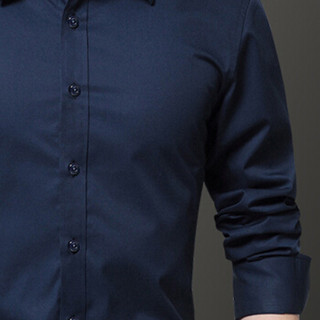 猫人（MiiOW）衬衫2019春季新款男士商务休闲简约纯色大码长袖衬衣A180-5618A深蓝2XL