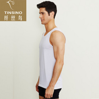 TINSINO 纤丝鸟 男士背心春夏圆领竹棉亲肤透气休闲运动潮男背心打底衫单条装 黑色 XXL(185/110) (黑色、XXL、竹纤维)