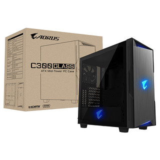 GIGABYTE 技嘉 AORUS C300 GLASS RGB ATX机箱 半侧透 黑色