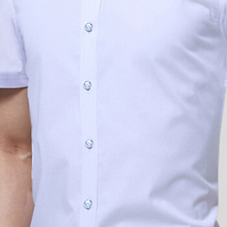 猫人（MiiOW）衬衫2019夏季新款男士商务休闲简约纯色大码短袖衬衣A180-2618A短袖白色L