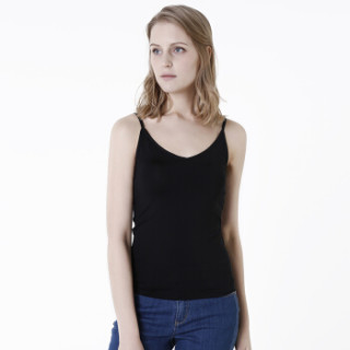 商品京东京造 女士背心bra夏季凉感无袖内搭修身吊带背心 黑色 s
