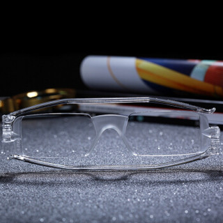 纳尼尼进口老花镜男女轻薄时尚CP1 折叠便携高清舒适老花眼镜 透明100度