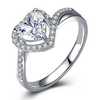 鸣钻国际 知心 PT950铂金钻戒女 白金钻石戒指结婚求婚女戒 钻石对戒女款 共约95分 F-G/SI