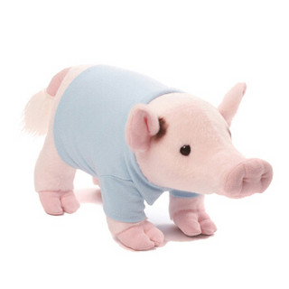 GUND 美国品牌毛绒玩具小猪公仔pig娃娃生日礼物女生玩偶小猪玩具 波普-蓝色T恤-30CM