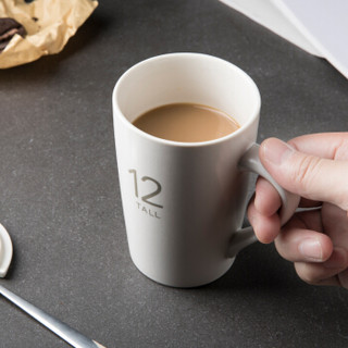 新居意 马克杯咖啡杯陶瓷杯子情侣水杯牛奶杯居家办公室茶杯早餐麦片杯 数字12 白色 单杯