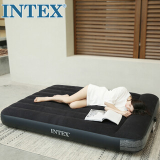 INTEX 2019年线拉款64143家用内置枕头充气床垫 户外露营气垫床 双人折叠床152*203*25cm躺椅充气垫防潮垫