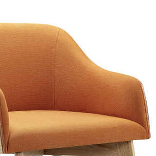 佳佰 佳佰 椅子 北欧现代简约单人实木靠背办公椅咖啡椅休闲布艺沙发椅子橙色+原木色腿