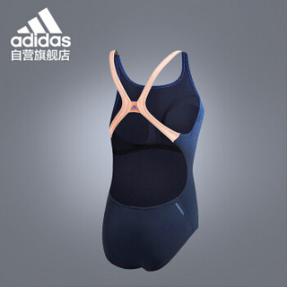 阿迪达斯 adidas 连体泳衣女士休闲活力时尚印花抗氯专业训练经典款 CY6028 蓝色 2XL