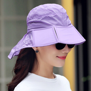 兰诗雨春夏帽子女士户外遮阳帽可折叠出游防晒太阳帽M0580 淡紫色