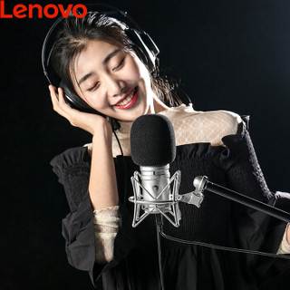 联想(Lenovo)PCM301 USB专业电容麦克风 电脑播音主持主播录音棚乐器大振膜话筒 全民K歌喊麦游戏 即插即用