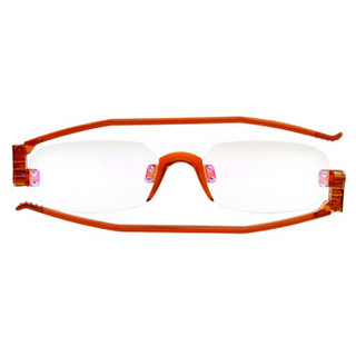 纳尼尼（NANNINI）时尚轻盈男女老花眼镜NF507防蓝光折叠便携老光镜防辐射商务无框老人眼镜 琥珀色 200度