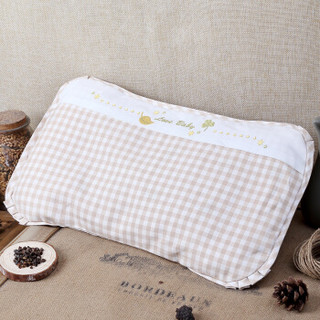 贝吻 婴儿枕头新生儿定型苎麻方格枕头水洗透气儿童枕0-1-5幼儿用品B3173咖格