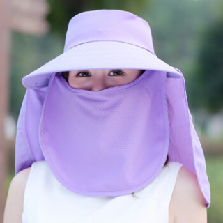 出游户外街头遮阳帽防晒防紫外线护脸护肩可折叠太阳帽ssn2585 藕紫色