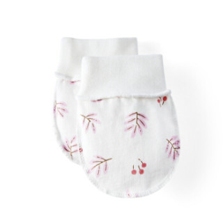 全棉时代(Purcotton)婴儿针织手套脚套手套:10cm*7.5cm 脚套:11cm*7.5cm 嫩果粉叶 2双装