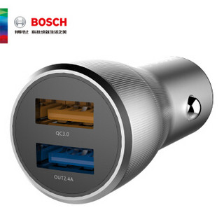 博世（BOSCH）车载充电器18W快充 车充点烟器/头 双USB一拖二 QC3.0 纯铜外壳 330J